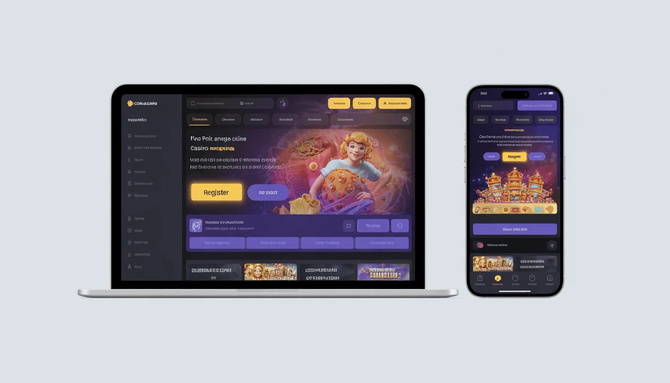 PHLWin registration options showing desktop website and mobile app side by side